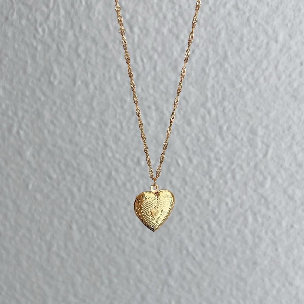 Gold Heart Locket Necklace